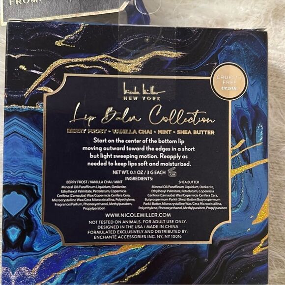 nicole miller 4 Berry Frost Vanilla Chai Mint Shea Butter Lip Balm Set - Picture 3 of 6